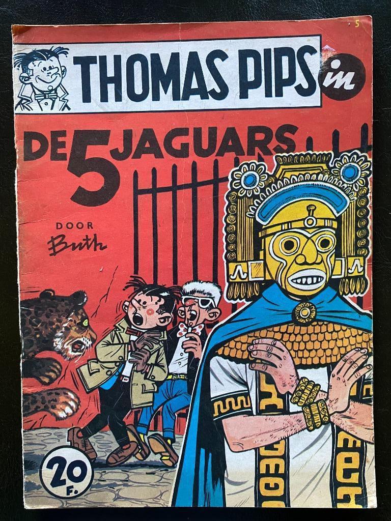 THOMAS PIPS -  De 5 jaguars, Gelezen, Eén stripboek, Ophalen of Verzenden, Buth