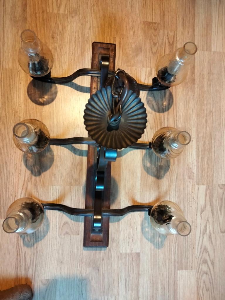 Authentieke hanglampen, Maison & Meubles, Lampes | Suspensions, Moins de 50 cm, Enlèvement, Utilisé, Bois