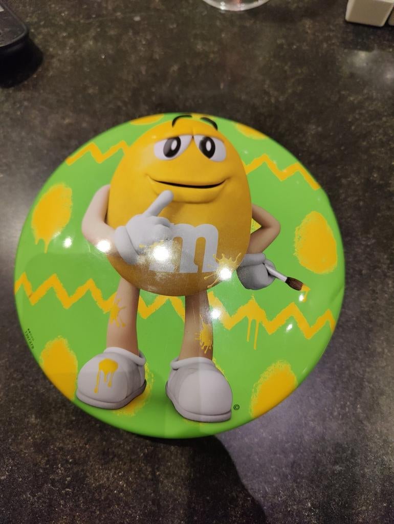 Blikken doos m&m's -20 CM diameter, Enlèvement ou Envoi, Utilisé