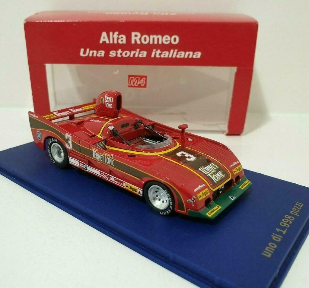 1:43 M4 Alfa Romeo 33.3 SC Turbo Monza 1977 #3 A.Merzario, Ophalen of Verzenden, Zo goed als nieuw, Auto