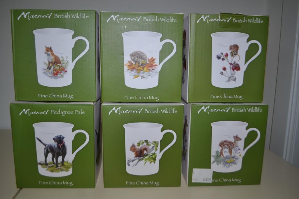 Koffietassen x 6, ,Mcneal British wildlife, fijn porselein, Nieuw, Ophalen of Verzenden, Overige stijlen, Kop(pen) en/of Schotel(s)
