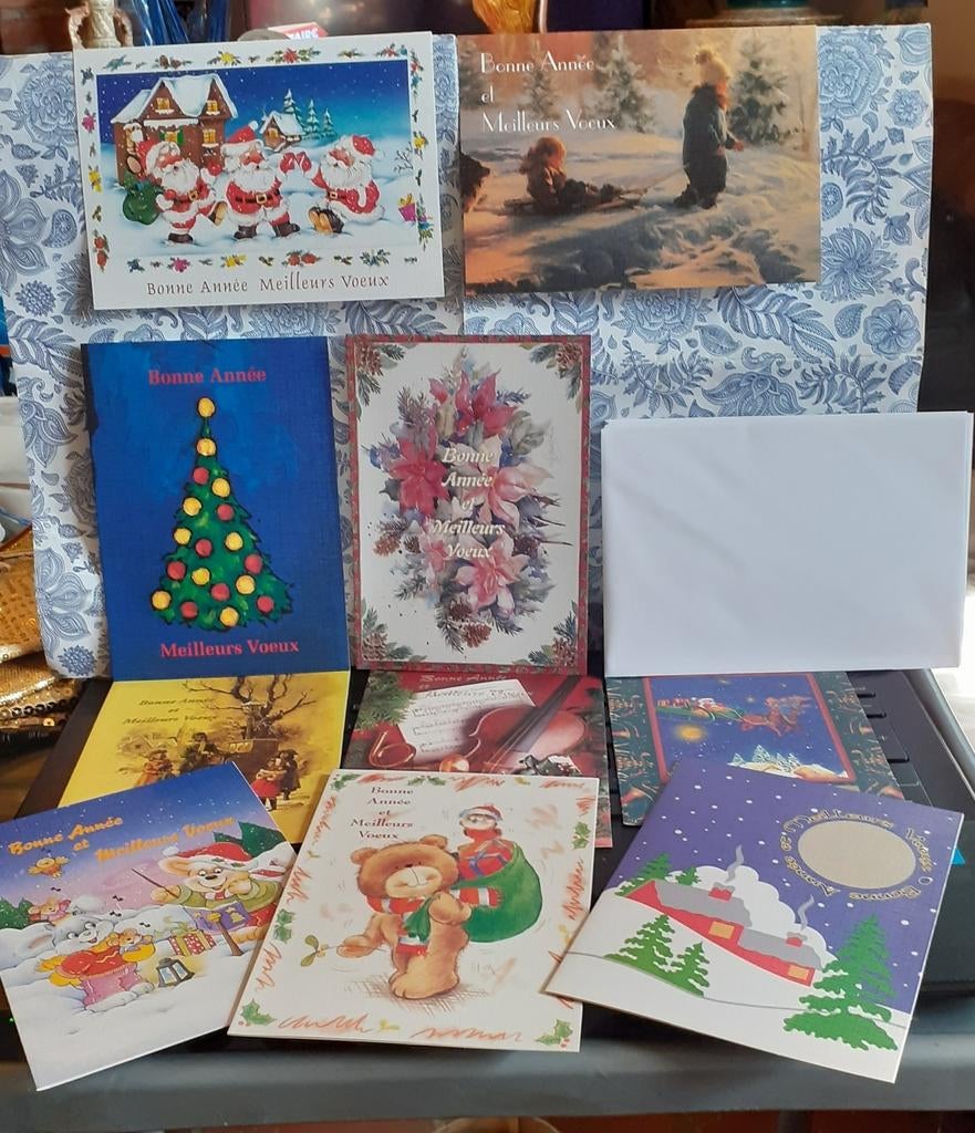 10 cartes pour vœux de fin d'année avec enveloppe, Divers, Enlèvement ou Envoi, Neuf
