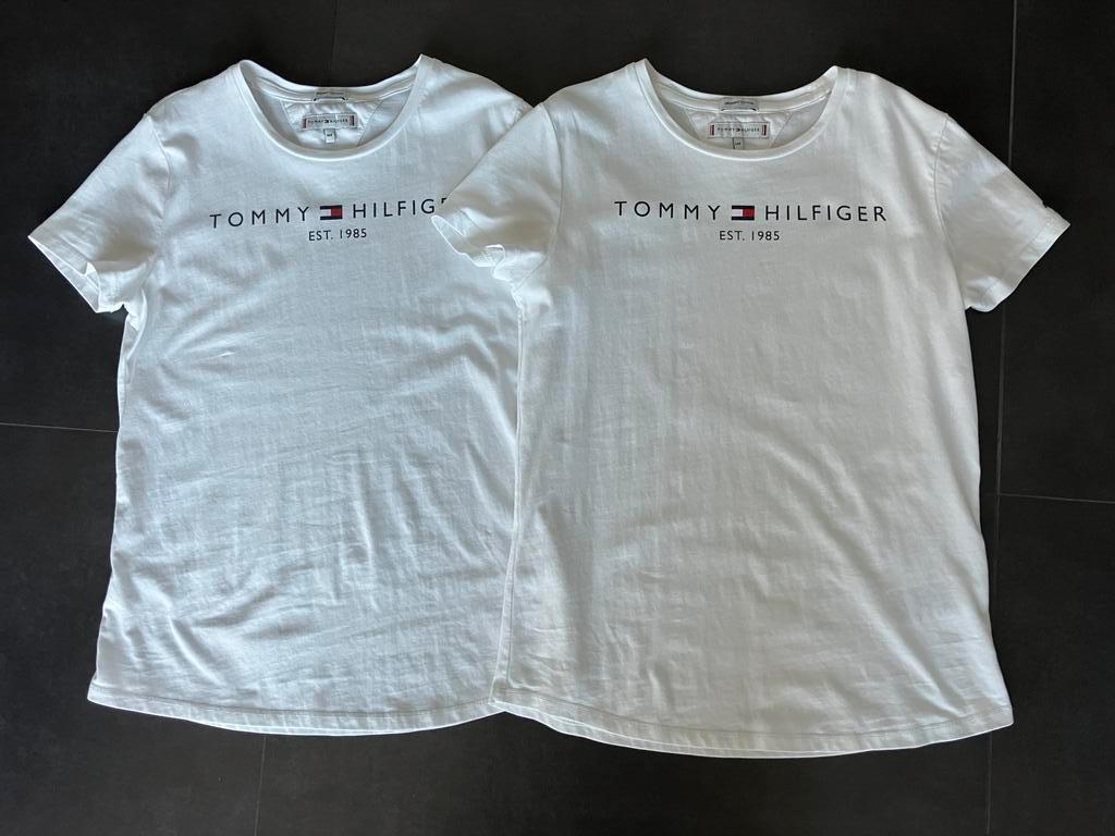 2x witte T-shirt van Tommy Hilfiger - maat 164 ( tweeling), Kinderen en Baby's, Kinderkleding | Maat 164, Meisje, Ophalen of Verzenden