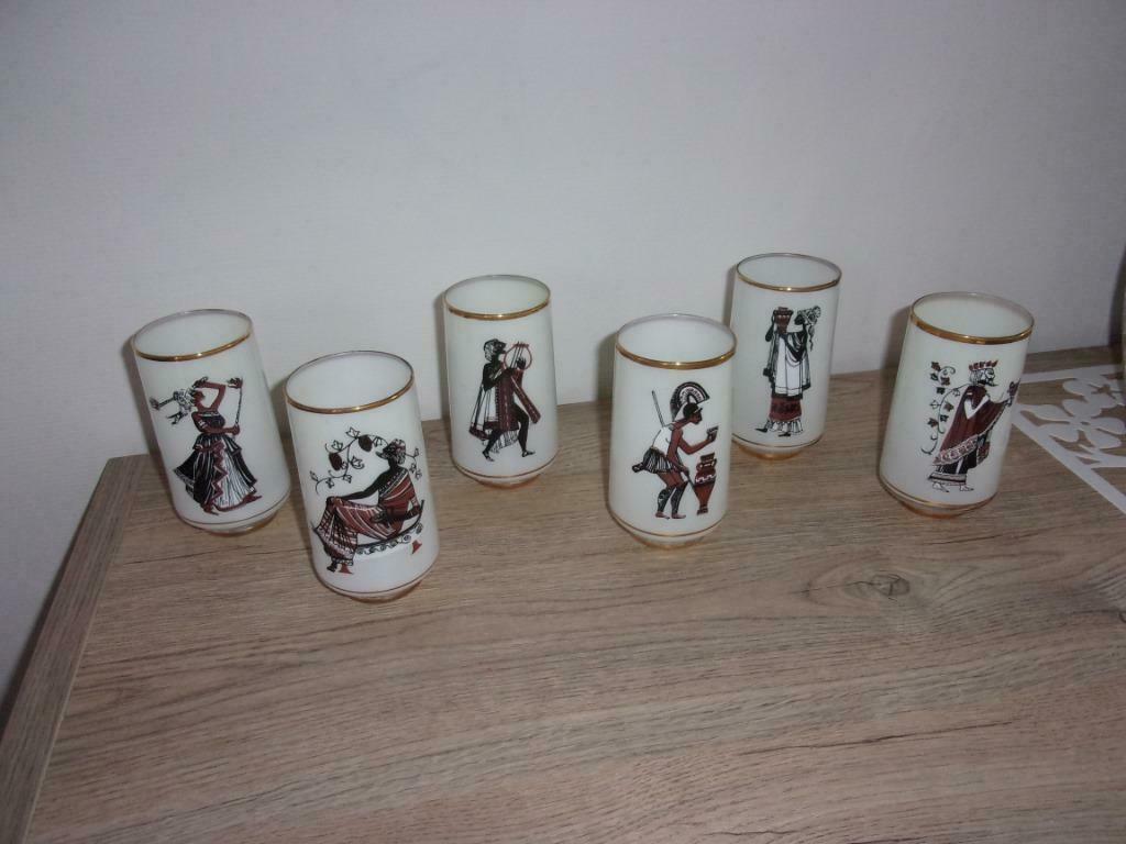 lot de 6 verres-vases déco égyptienne   RARE, Enlèvement ou Envoi, Comme neuf