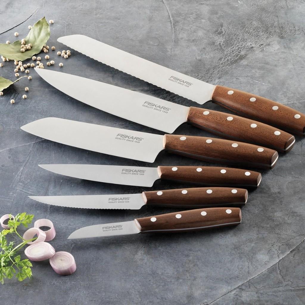 Fiskars Norr Koksmes 20cm | Nieuw in geschenkverpakking, Ophalen of Verzenden, Nieuw, Hout, Los bestek