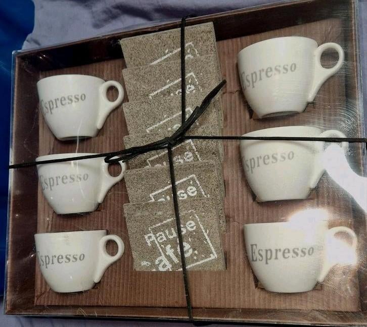 Service 6 tasses expresso avec sous tasse en grès, Enlèvement ou Envoi