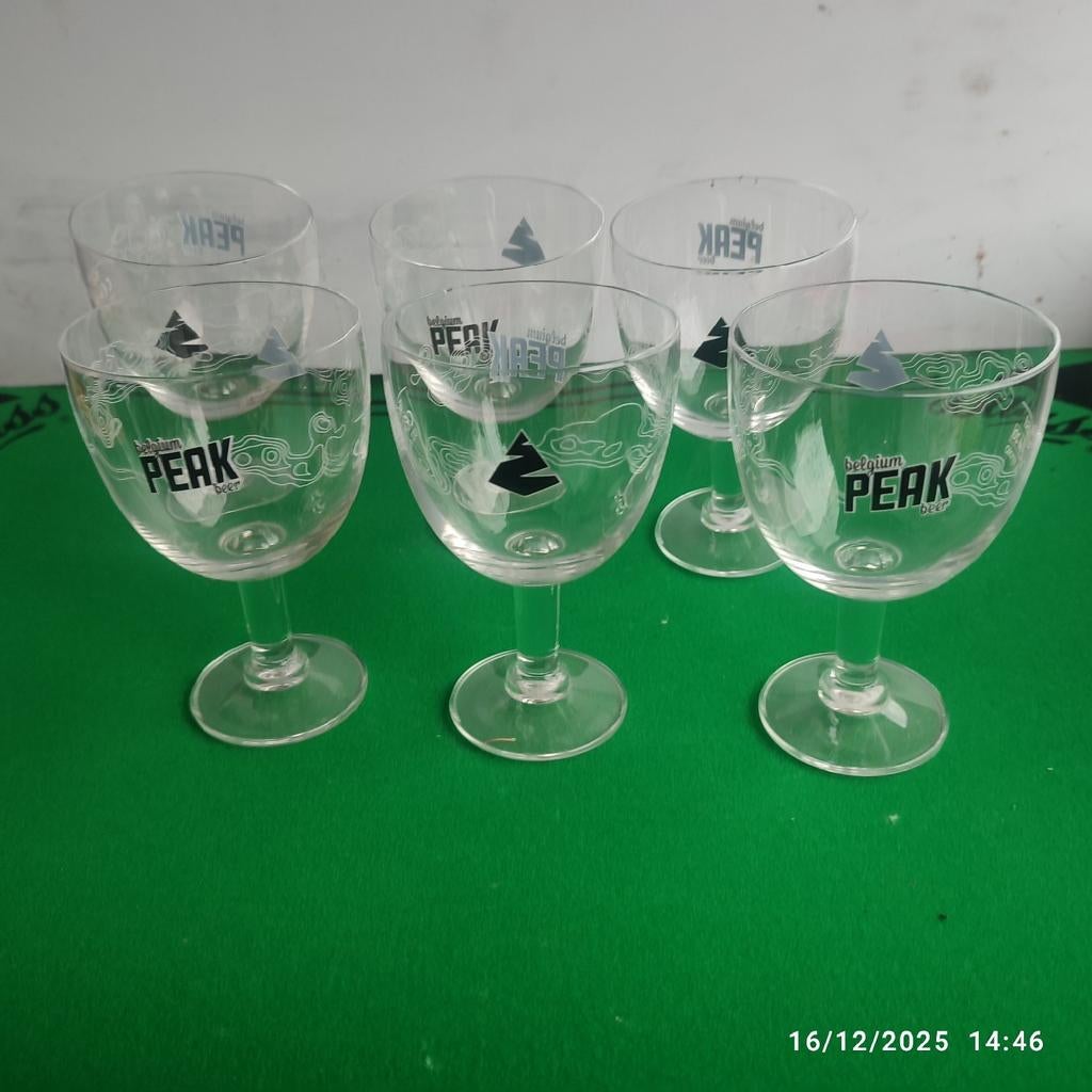 6 GALOPIN PEAK-bierglazen., Verzamelen, Ophalen, Zo goed als nieuw, Glas of Glazen, Overige merken