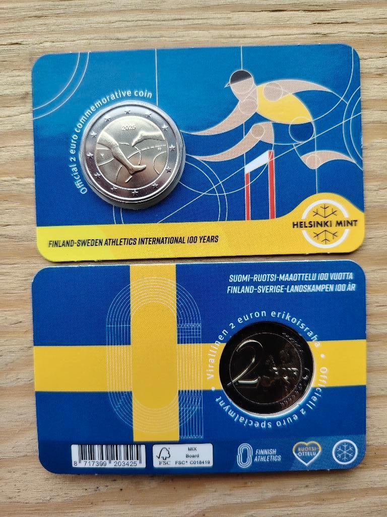 2 € commémo Finlande " jeux d'athlétisme " en coin card, Postzegels en Munten, Munten | Europa | Euromunten, Losse munt, 2 euro