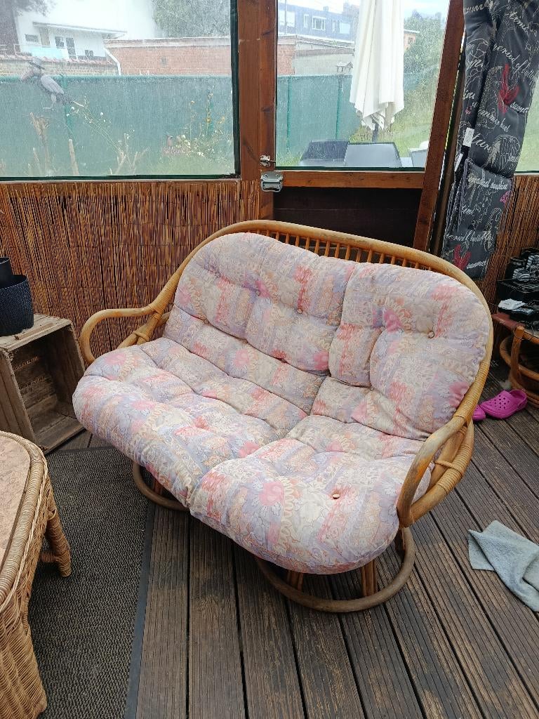 Salon en rotin  300€, Enlèvement, Utilisé, Autres matériaux