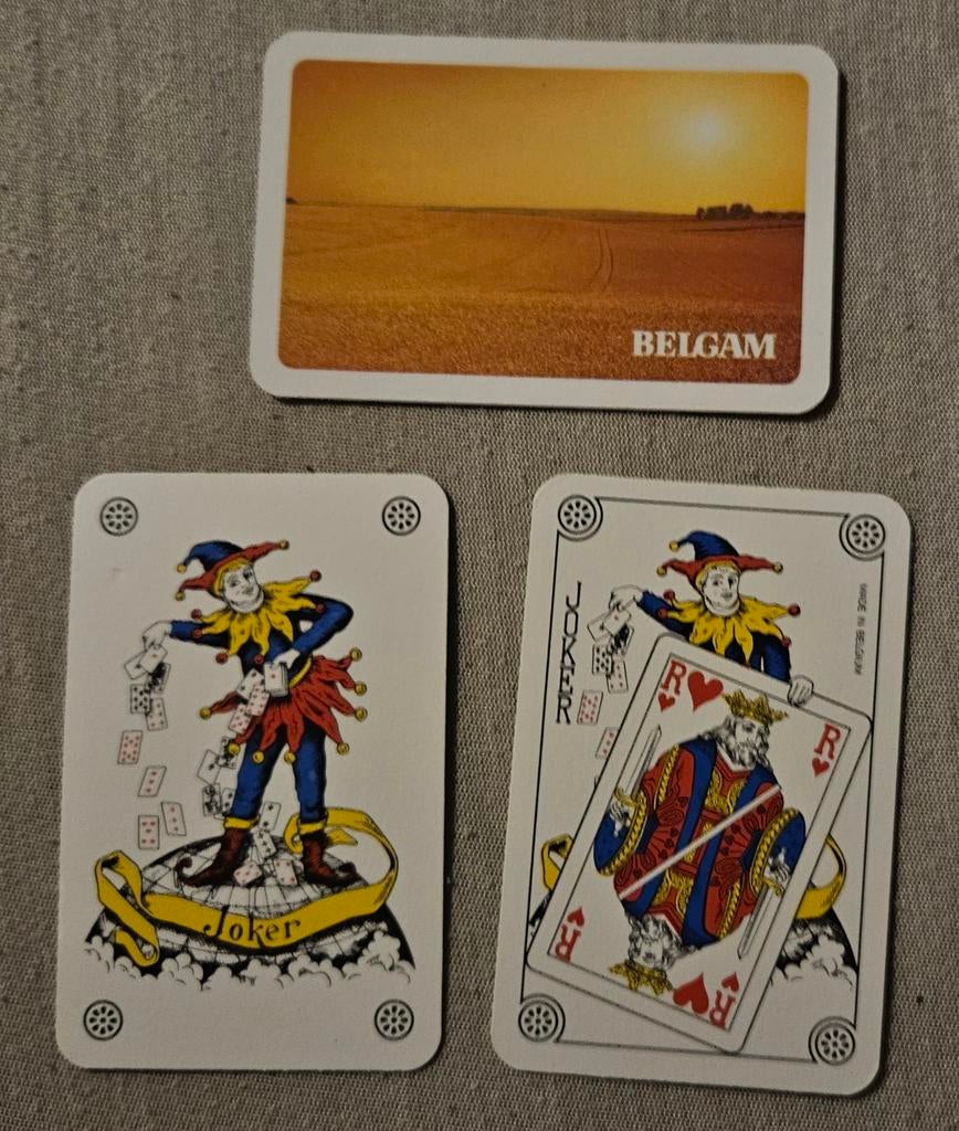 Jeu de cartes Belgam Jokerset
Ce sont les jokers, Collections, Enlèvement ou Envoi, Comme neuf, Carte(s) à jouer
