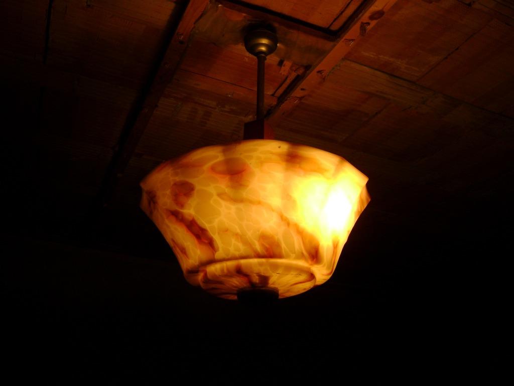 oude luster met gemarmerd glas (beschadigd), Ophalen of Verzenden