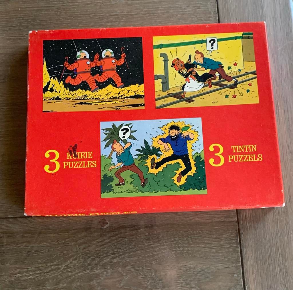 Kuifje puzzels 3 stuks in een doos ,1977 Lombard/Hergé, Ophalen of Verzenden, Kuifje, Gebruikt, Boek of Spel