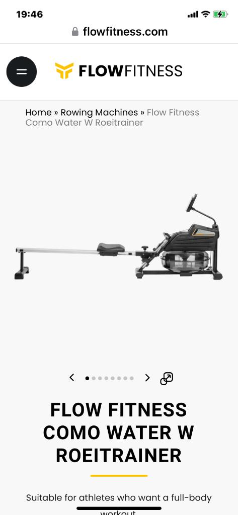 Rameur Flow Fitness, Rameur, Comme neuf, Enlèvement, Autres matériaux