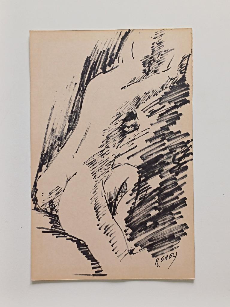 Originele tekening vrouw - Renaat Saey - gesigneerd, Antiek en Kunst, Kunst | Tekeningen en Fotografie, Ophalen of Verzenden