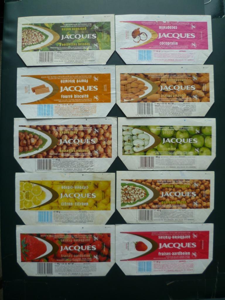 chocolade Jacques chocolat omslagen wikkels emballages x 10, Ophalen of Verzenden, Gebruikt