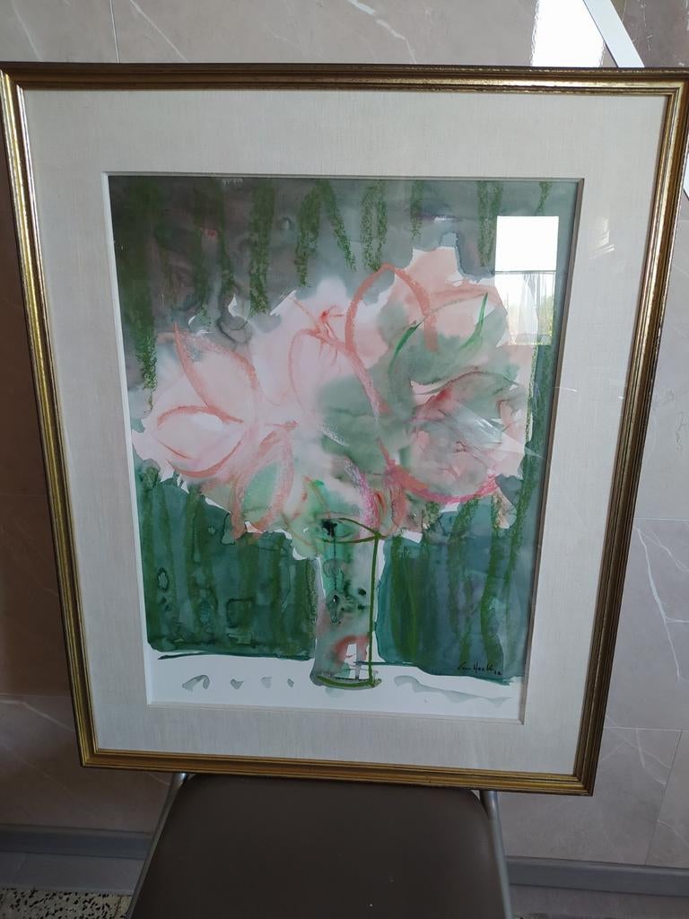 schilderij vaas met bloemen door Arthur Van Hecke, Antiek en Kunst, Ophalen