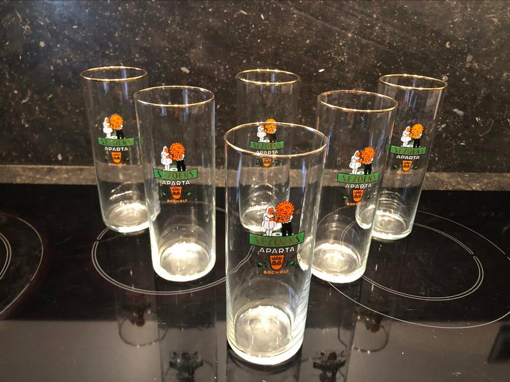 SEZOENS APARTA glas 6x brouwerij Martens Bocholt, Ophalen of Verzenden, Gebruikt, Glas of Glazen, Overige merken