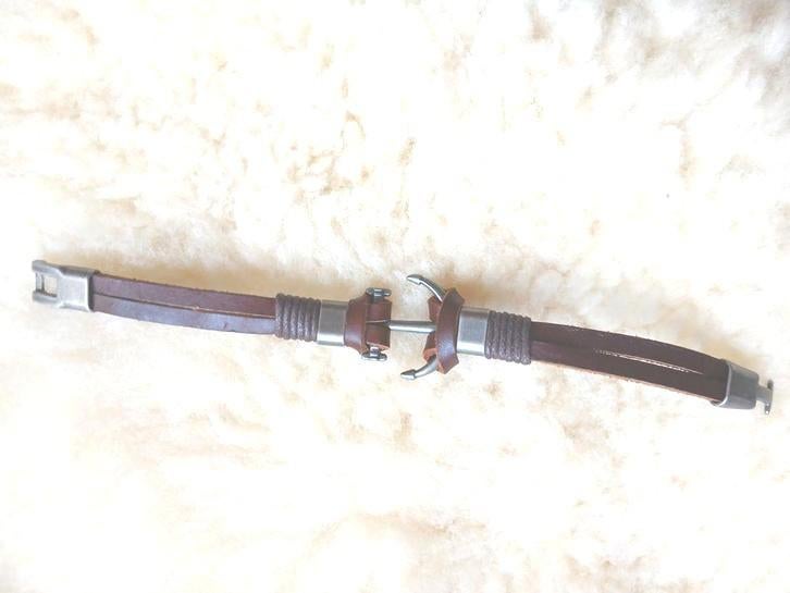 Lederen armband - anker, Handtassen en Accessoires, Verzenden, Nieuw