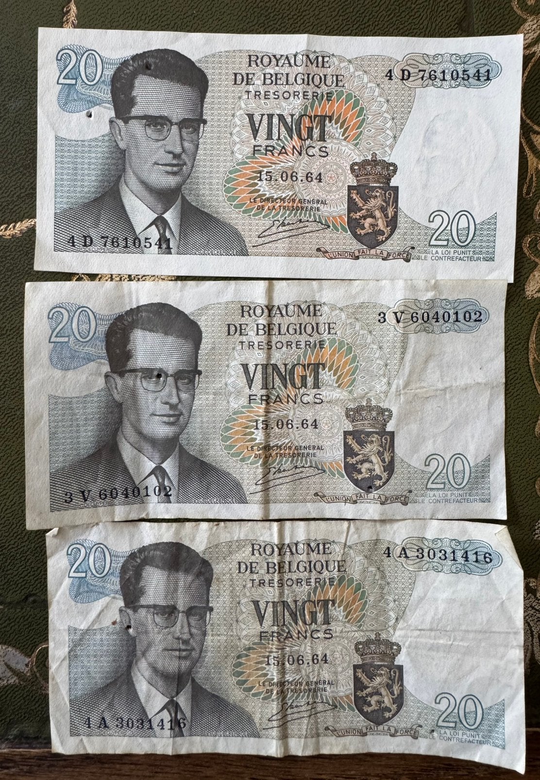 3 biljetten van twintig frank, Postzegels en Munten, Bankbiljetten | België, Verzenden
