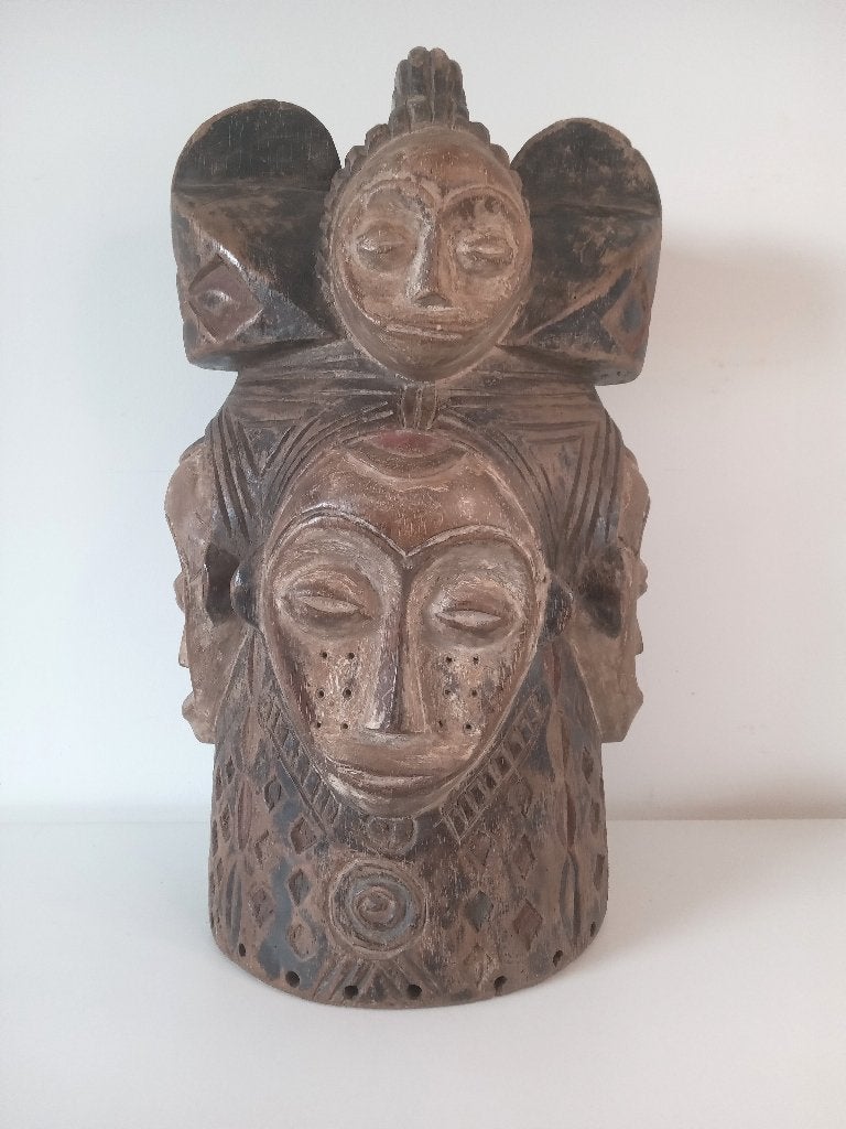 Masque africain, Afrique, 47 cm, Fait main, Multicolore