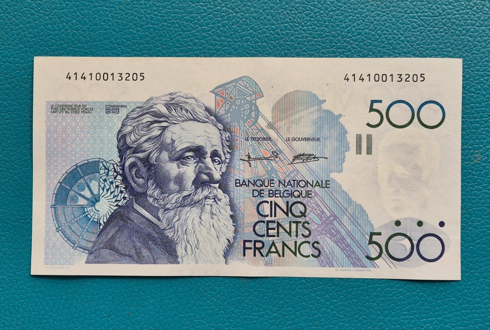 Belgiē  500 Frank  1992-1998  Meunier.  a UNC, Postzegels en Munten, Ophalen of Verzenden, Los biljet