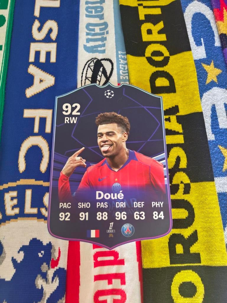 Voetbalkaartje (37cmx25cm) - Doue / PSG, Ophalen, Zo goed als nieuw, Poster, Plaatje of Sticker