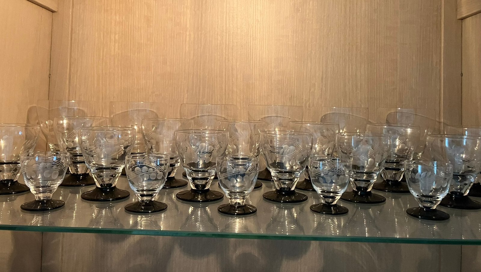 Glasservies van 1950-1955. 6 of 12 stuks van elk., Enlèvement, Comme neuf