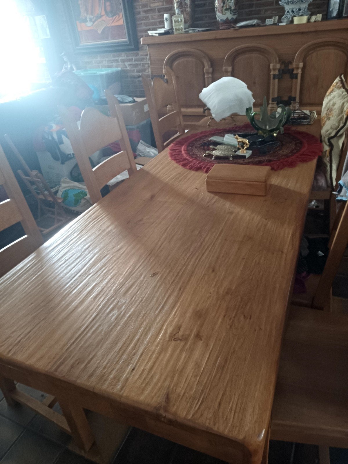 Licht eiken tafel met 6 stoelen, Huis en Inrichting, Ophalen, Eikenhout, Zo goed als nieuw, Vijf personen of meer