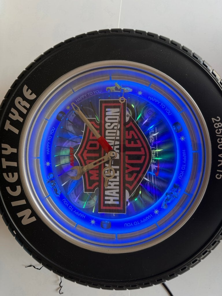 2 Harley-Davidson LED wandklokken – 35 cm + 30 cm, Huis en Inrichting, Woonaccessoires | Klokken, Zo goed als nieuw, Ophalen