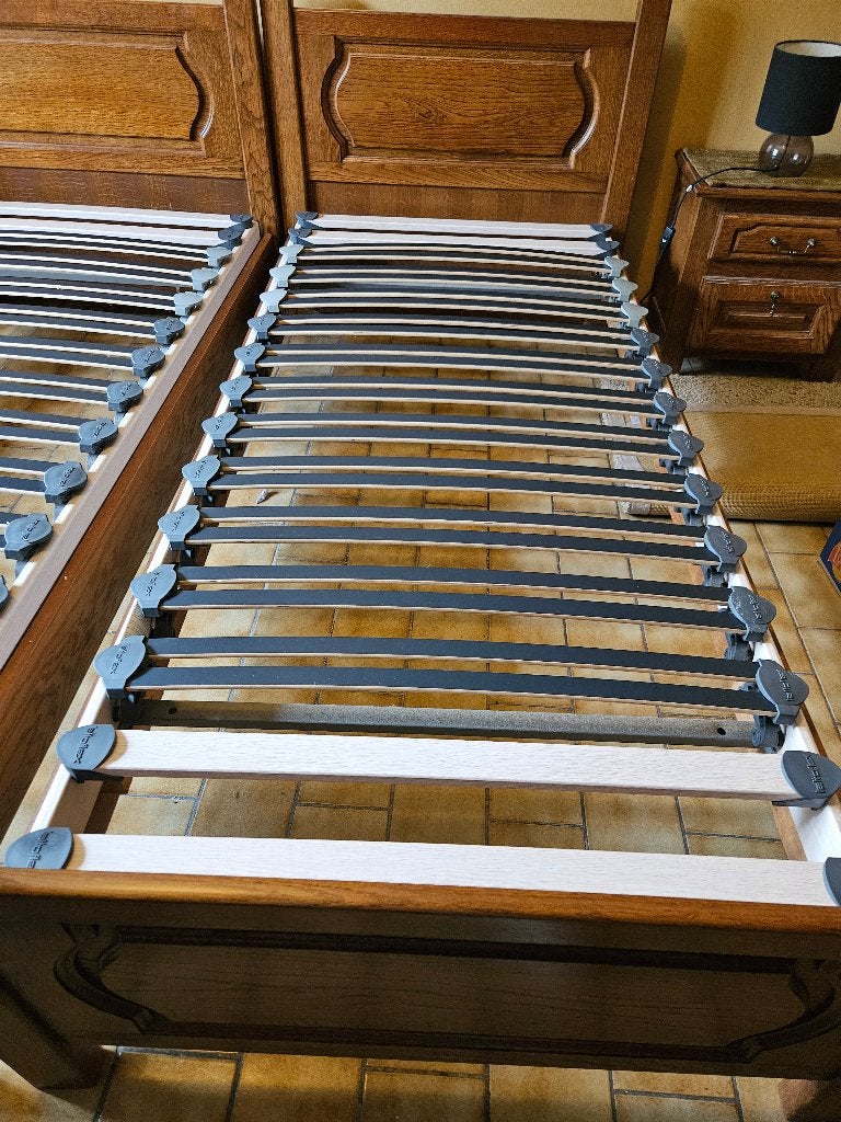 bedframe - zonder lattoflex, Ophalen, Gebruikt, 90 cm, Bruin