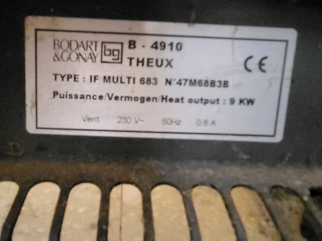 Inbouwkachel voor hout of kolen merk bodart & Gonay 9 KW, Maison & Meubles, Enlèvement, Utilisé, Bois, Encastré