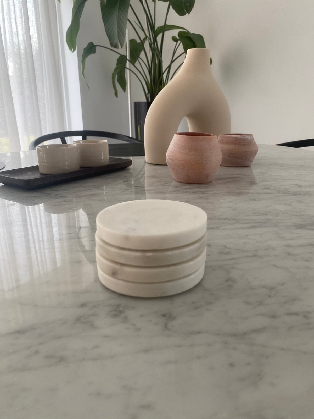 Carrara marmer onderzetters H&M Home, Huis en Inrichting, Woonaccessoires | Onderzetters, Ophalen, Zo goed als nieuw