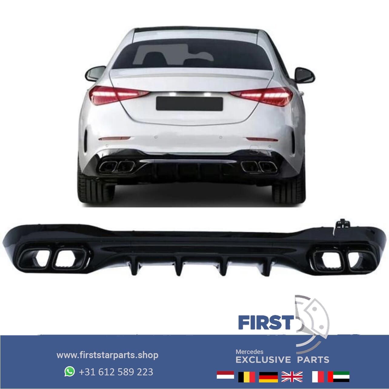 W206 S206 C63s AMG DIFFUSER + UITLAAT SIERSTUKKEN C63 voor M, Utilisé, -, -, Enlèvement ou Envoi