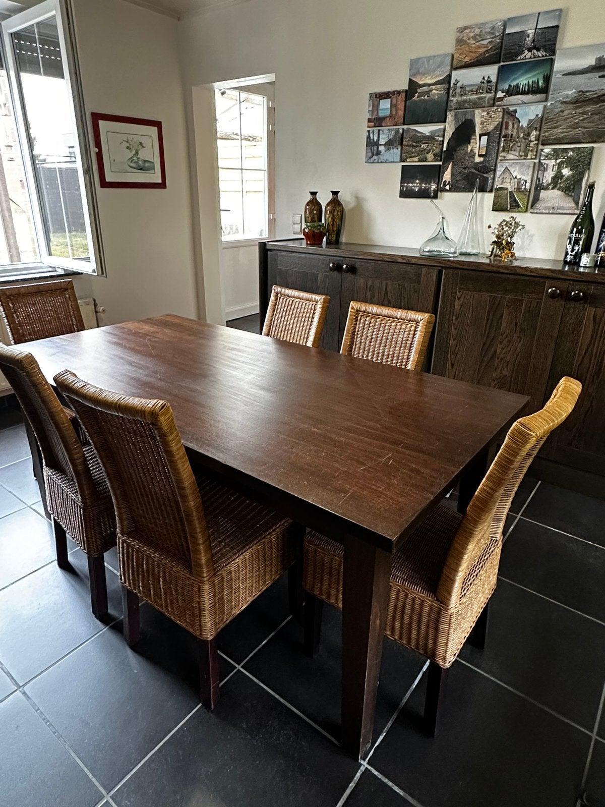 Eetafel en 6 stoelen., Huis en Inrichting, Ophalen, Gebruikt, 50 tot 100 cm, Vijf personen of meer