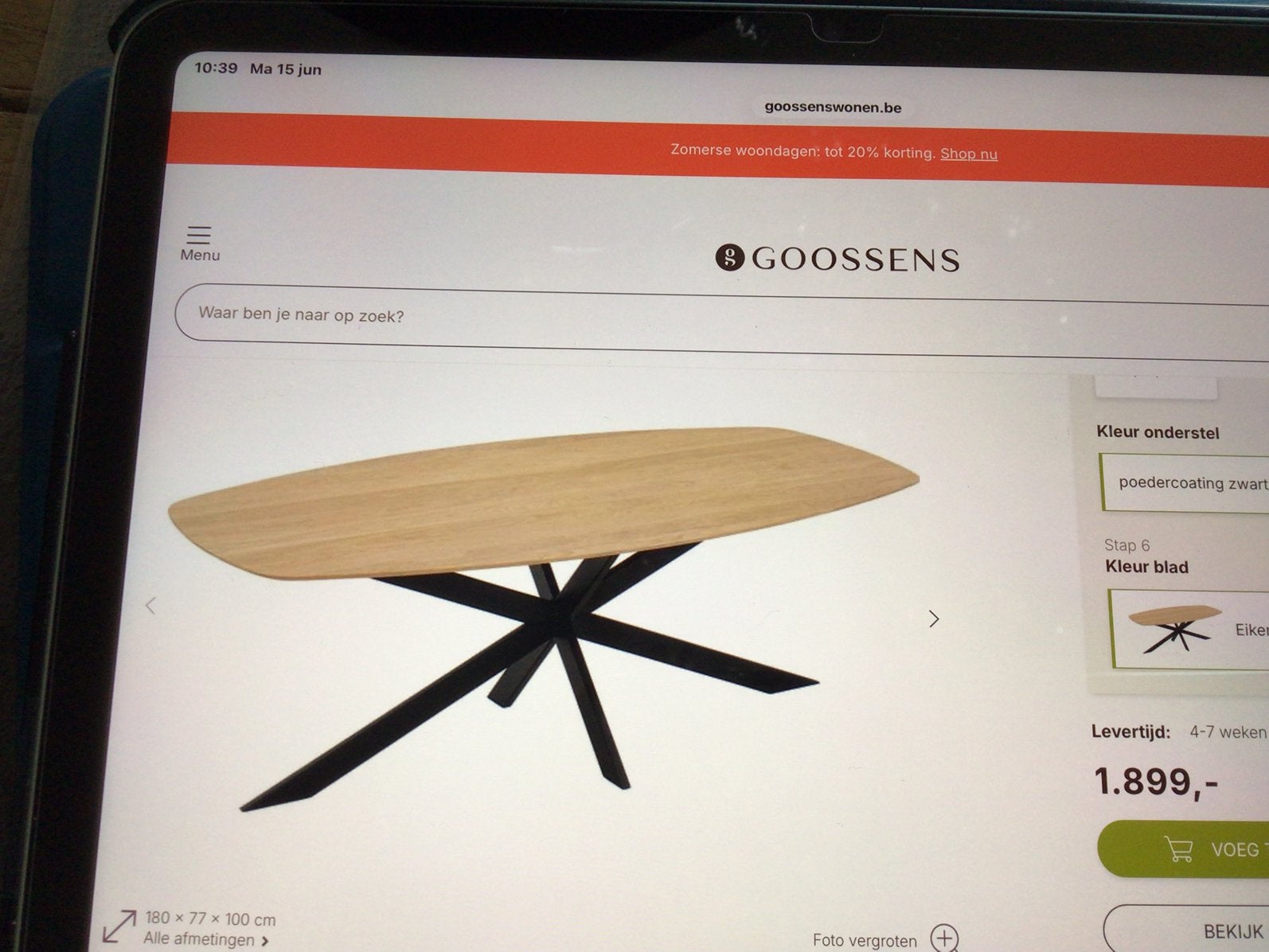 Eettafel, Ophalen, Zo goed als nieuw