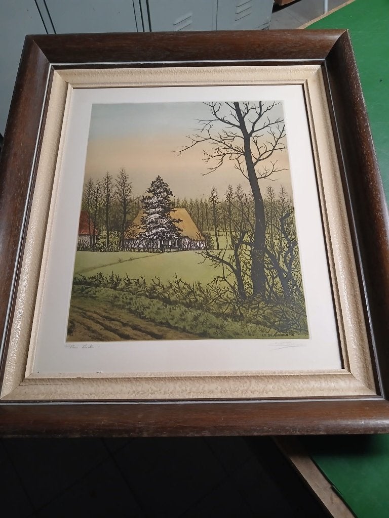 gesigneerde kleurets Emile de Cooman , titel Lente, Ophalen of Verzenden, Ets, Genummerd