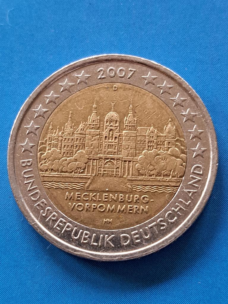 2007 D Allemagne 2 euros Mecklembourg-Poméranie occi. Munich, Envoi, Allemagne, 2 euros, Monnaie en vrac