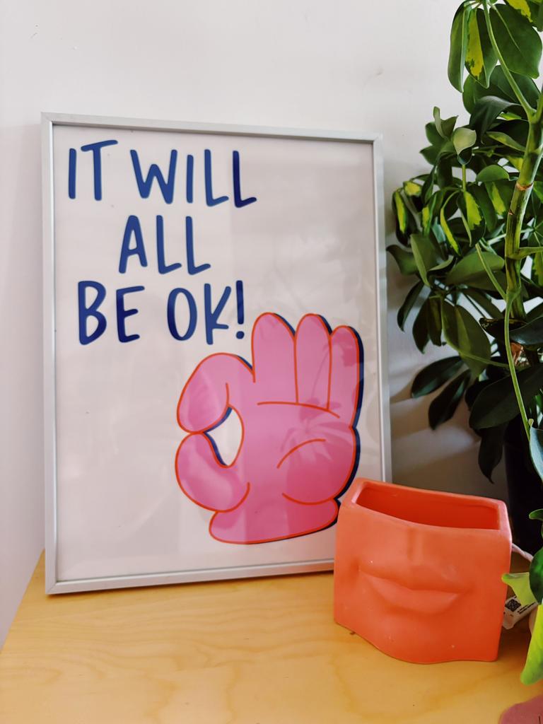 Affiche It Will All Be Ok! de Urban Outfitters, Rechthoekig Staand, Nieuw, Ophalen of Verzenden, Canvas of Doek
