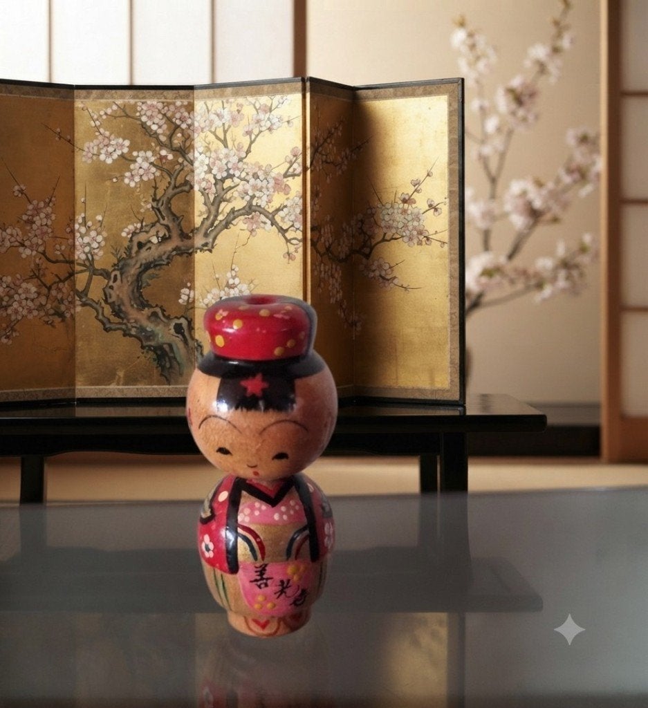 La jolie Omiyage Nihongami Kokeshi, Antiquités & Art, Art | Art non-occidental, Japon, Bois, Multicolore, 5 cm