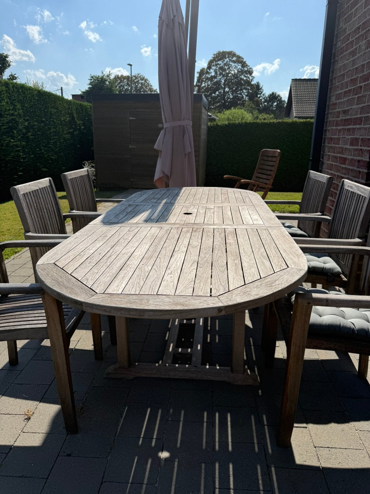 Table de jardin avec 6 chaises., Table à dinner, Utilisé, Sets de jardin, 6 places