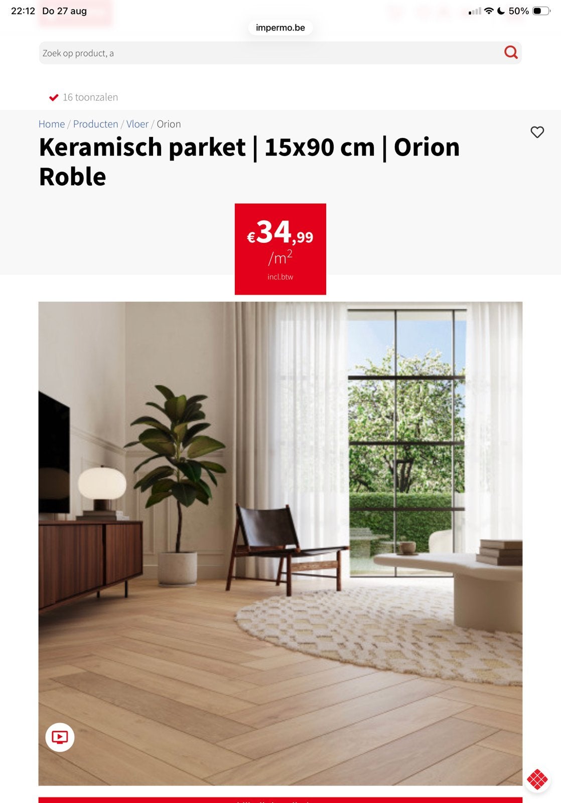 120m2 Keramisch parket Impermo Orion Roble aan promoprijs !, Doe-het-zelf en Bouw, Tegels, Ophalen, Zo goed als nieuw