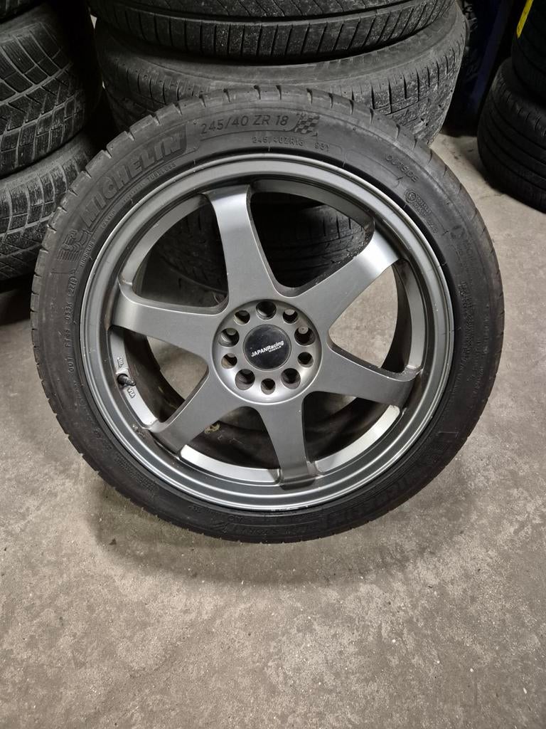 4 roues japan racing 18 pouces et pneus michelin pour subaru, Auto-onderdelen, Banden en Velgen, Ophalen, 18 inch, Band(en), Personenwagen