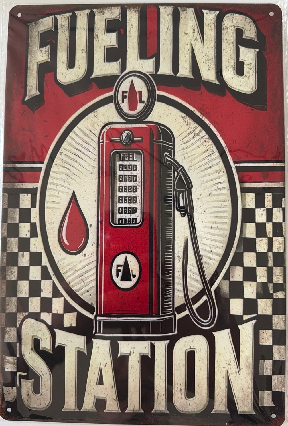 Metalen reclamebord Fueling Station  - retro vintage mancave, Ophalen of Verzenden, Nieuw, Reclamebord