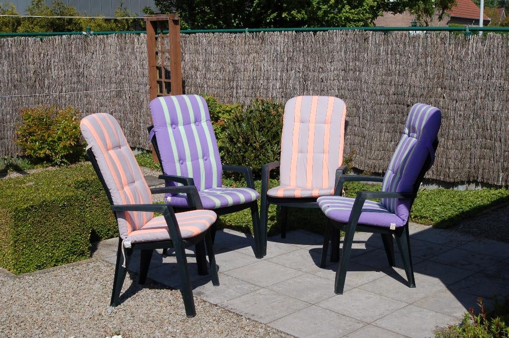 TERRASMEUBILAIR  TAFEL-STOELEN-KUSSENS, Chaise, Salons de jardin, Synthétique, Enlèvement