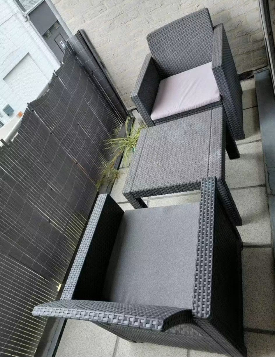 Ensemble de salon compact en osier gris anthracite, Jardin & Terrasse, Enlèvement, Synthétique, Chaise, Sets de jardin