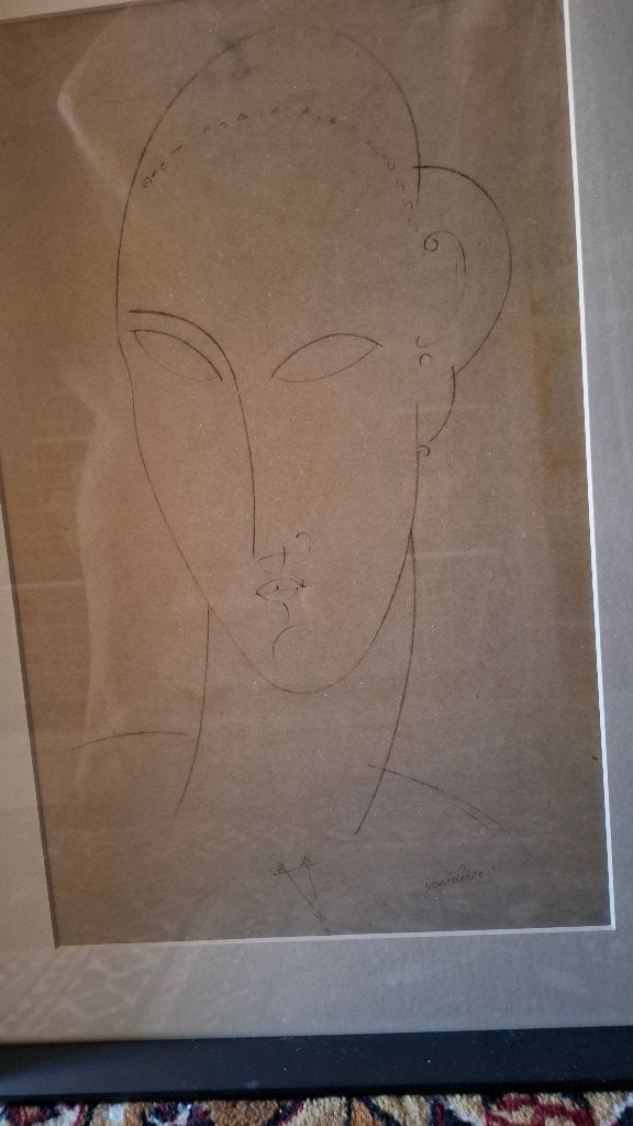 kop van een Kariatide naar Modigliani 1989, Encadré, Enlèvement
