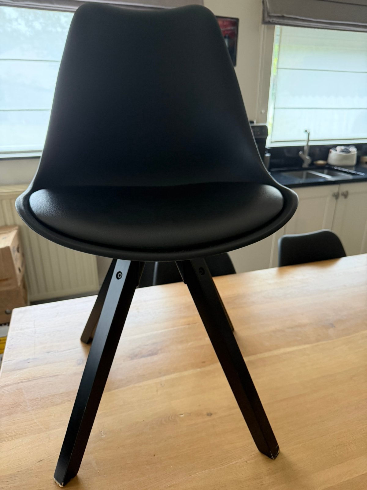 6 stoelen, Huis en Inrichting, Stoelen, Ophalen, Overige materialen, Gebruikt, Zwart