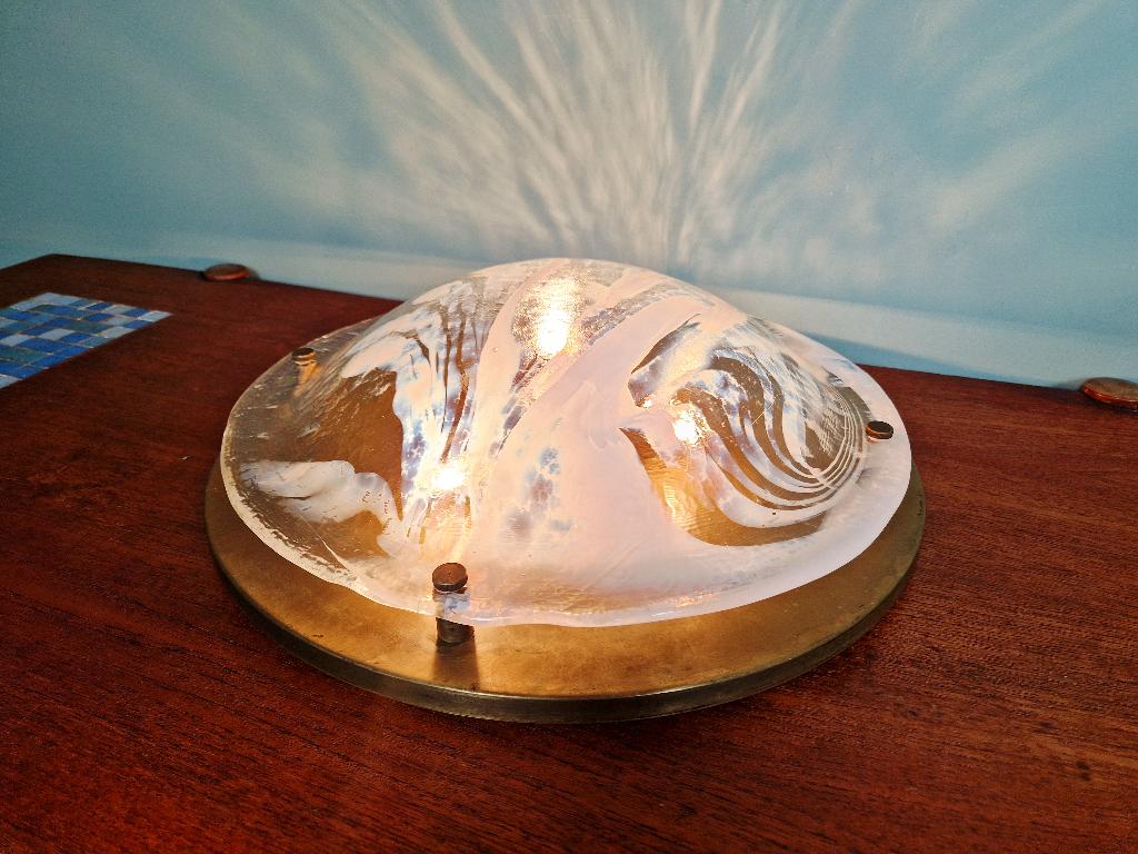 Grote plafondlamp/wandlamp van Murano-glas, Hillebrand, 1970, Ophalen of Verzenden