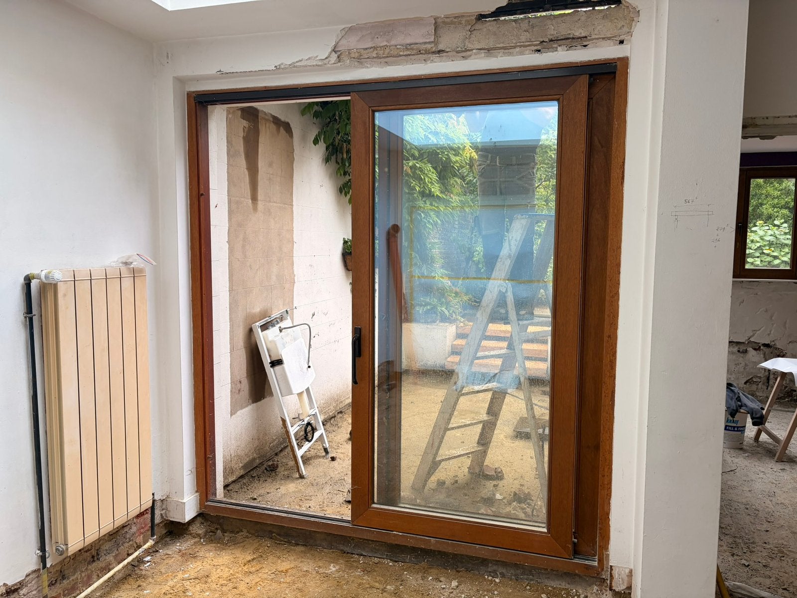Baie avec porte oscilio battant et baie coulissante, Bricolage & Construction, Enlèvement, Utilisé, Vitre comprise, 225 cm ou plus