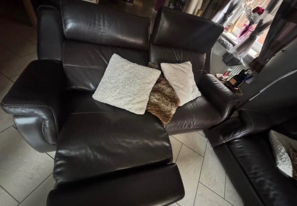 Salon, Huis en Inrichting, Fauteuils, Gebruikt, Leer, Ophalen